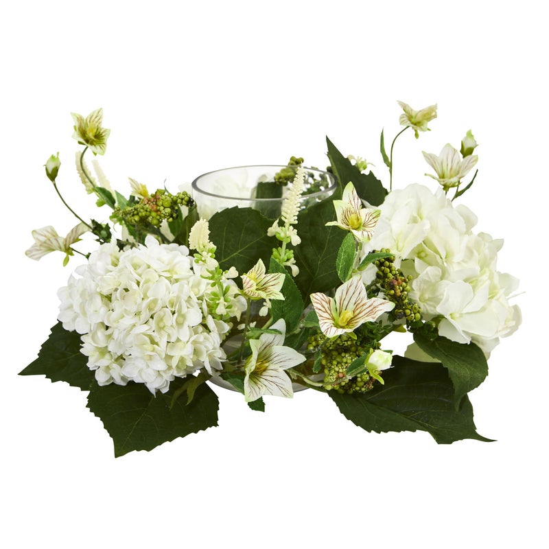 Nearly Natural Hydrangea Artificial Arrangement Candelabrum - Image 2